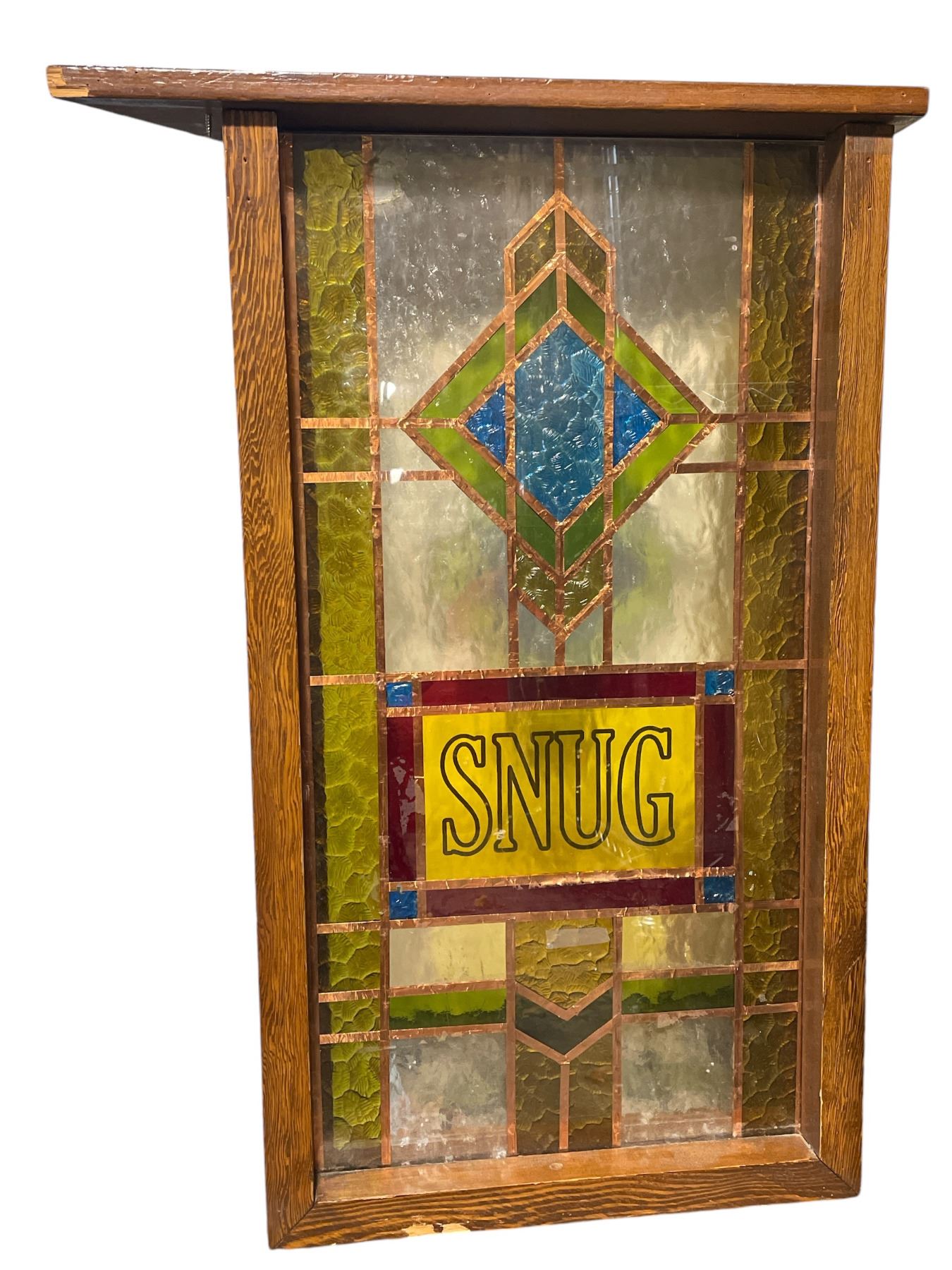 Stained glass SNUG print window - approx. 21in x 30in