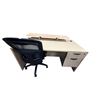 Image 1 : 3pc office furniture - Desk (5ft length x 30in depth x 29 1/2in height)/ chair & monitor stand