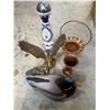 Image 2 : Group - Decoy duck with eagle statue, copper vases and Casa Azule empty hand painted tequila bottle