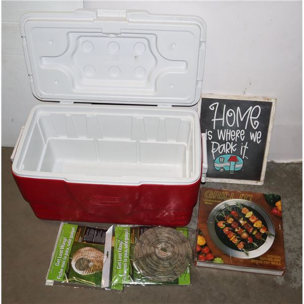 COLEMAN COOLER WITH CONTENTS INCLUDING