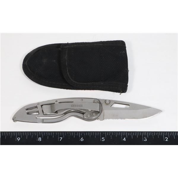 GERBER FOLDING POCKET KNIFE WITH CARRYING