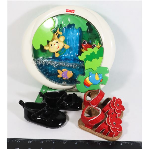 BUNDLE OF BABY SHOES AND FISHER PRICE