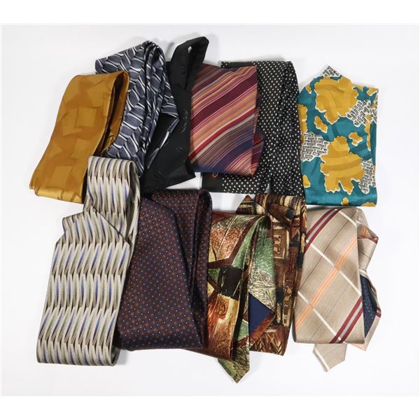 LOT OF TEN MENS NECK TIES SOME VINTAGE SOME NEWER