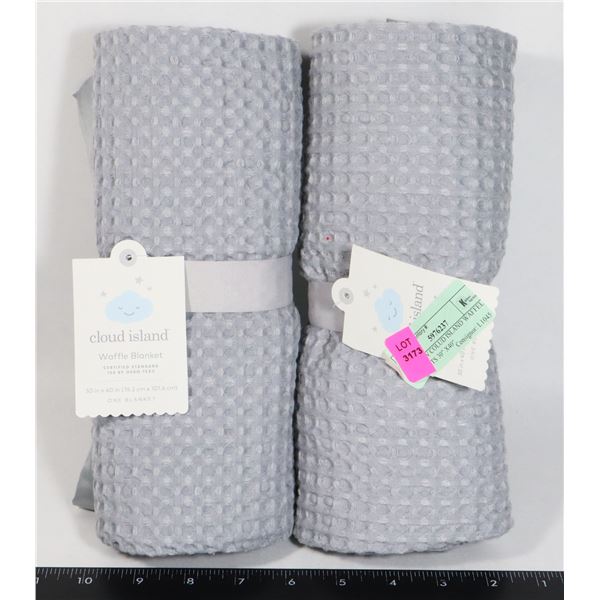 TWO NEW CLOUD ISLAND WAFFLE BLANKETS 30" X40"