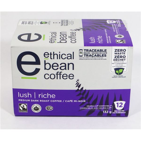 12 PACK ETHICAL BEAN COFFEE MEDIUM DARK ROAST