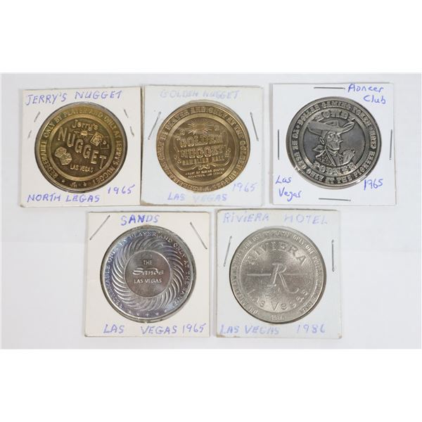 x5 VARIOUS VINTAGE LAS VEGAS ETC. CASINO TOKENS