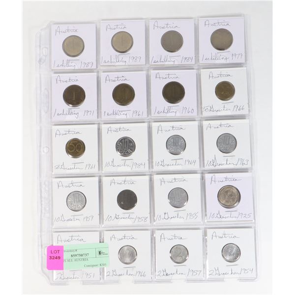 20 COINS ALL AUSTRIA