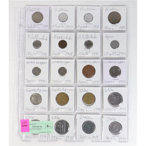 20 COINS 6 COUNTRIES