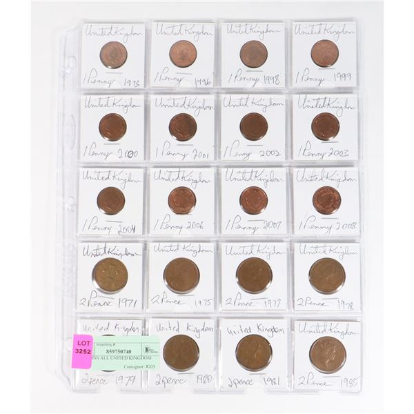 20 COINS ALL UNITED KINGDOM