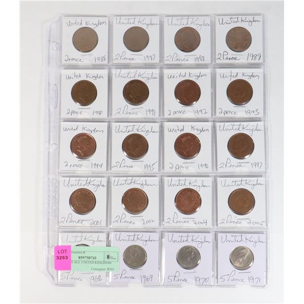 20 COINS ALL UNITED KINGDOM