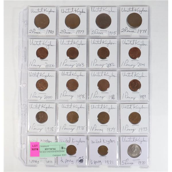 20 COINS ALL UNITED KINGDOM