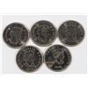 Image 2 : SET OF 5 CANADIAN QUARTERS. MIXED COLORS &
