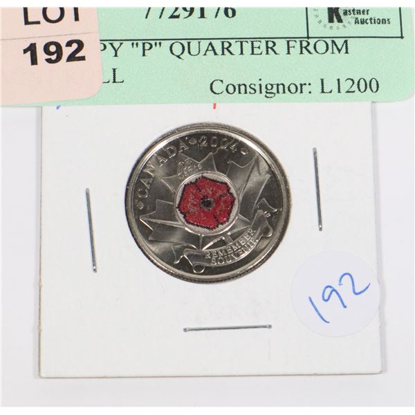 2004 POPPY "P" QUARTER FROM MINT ROLL