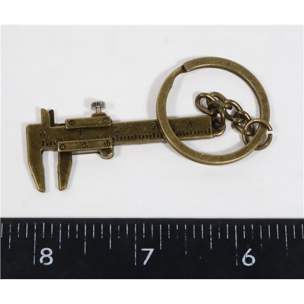 NEW BRONZE TONE MINI VERNIER CALIPER KEYCHAIN