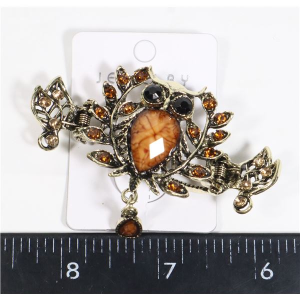 NEW ANTIQUE STYLE RHINESTONE TASSEL OWL CRAB CLAW