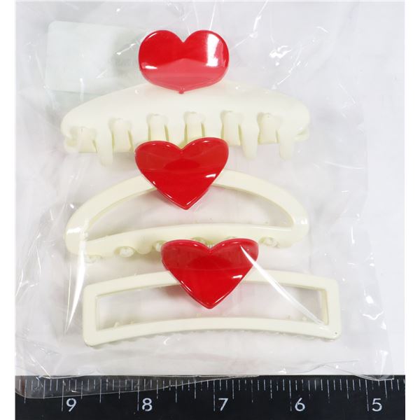 NEW 3 PIECE HEART DESIGN CLAW CLIP HAIR