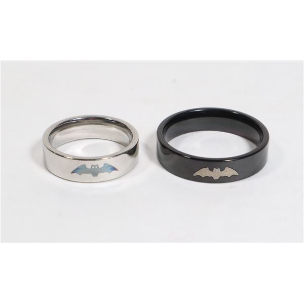 NEW BAT THEME COUPLES STAINLESS STEEL RINGS SIZE 8