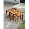 Image 1 : Danish Teak & Tile Nesting Side Tables - Largest approx: 21.75x15.5" & 19"T