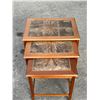 Image 2 : Danish Teak & Tile Nesting Side Tables - Largest approx: 21.75x15.5" & 19"T