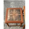 Image 4 : Danish Teak & Tile Nesting Side Tables - Largest approx: 21.75x15.5" & 19"T