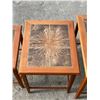Image 5 : Danish Teak & Tile Nesting Side Tables - Largest approx: 21.75x15.5" & 19"T