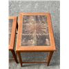 Image 6 : Danish Teak & Tile Nesting Side Tables - Largest approx: 21.75x15.5" & 19"T