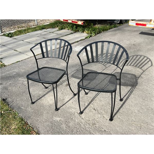 2 Black Metal Patio Chairs - see all photos