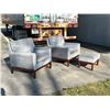 Image 1 : 2 Mid Century Arm Chairs & One Ottoman