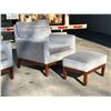 Image 2 : 2 Mid Century Arm Chairs & One Ottoman
