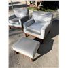 Image 6 : 2 Mid Century Arm Chairs & One Ottoman