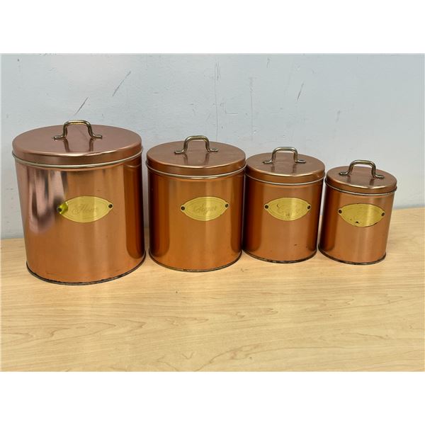 4 Ballonoff USA Copper Tone Canisters With Lids - see all photos