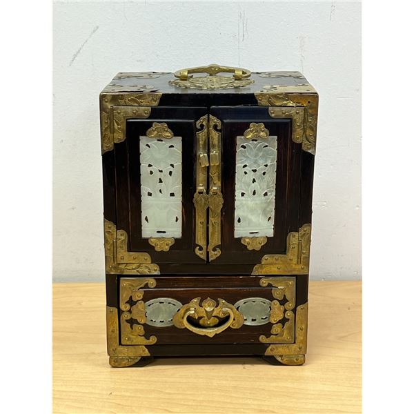 Nice Asian Chinese Jewelry Chest Box - Approx: 6.75x5" & 9.5"T