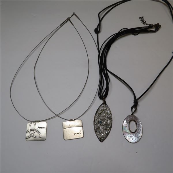 Lot of 4 Sterling 925 pendants on necklaces.