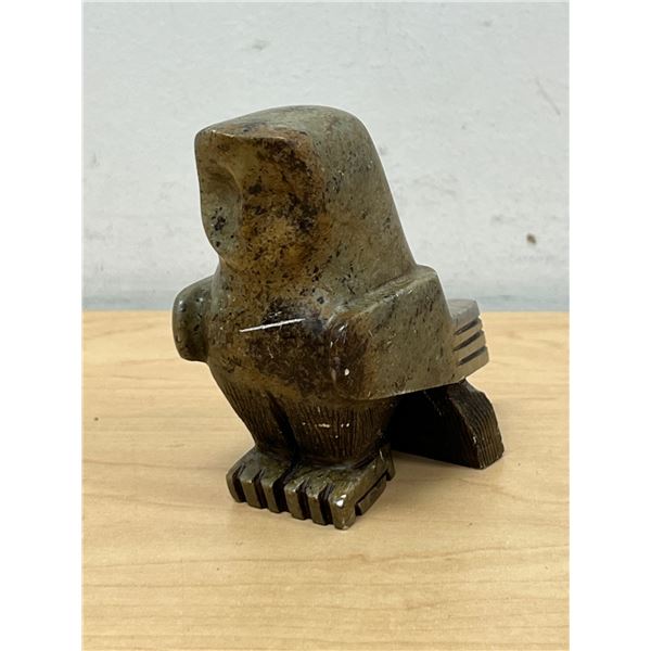 Nice Signed George Bird Owl Bird Stone Carving - Approx: 3.5" tall - see all photos