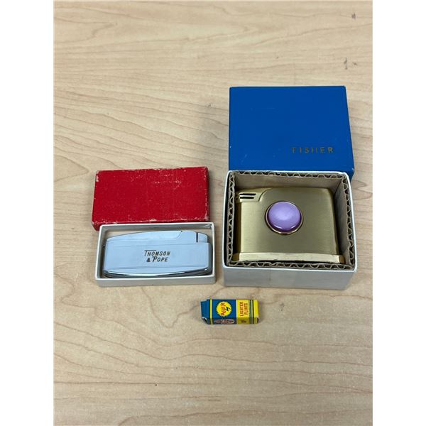 Thomson & Pope Winnipeg Deco Fisher Advertising Lighters with Boxes