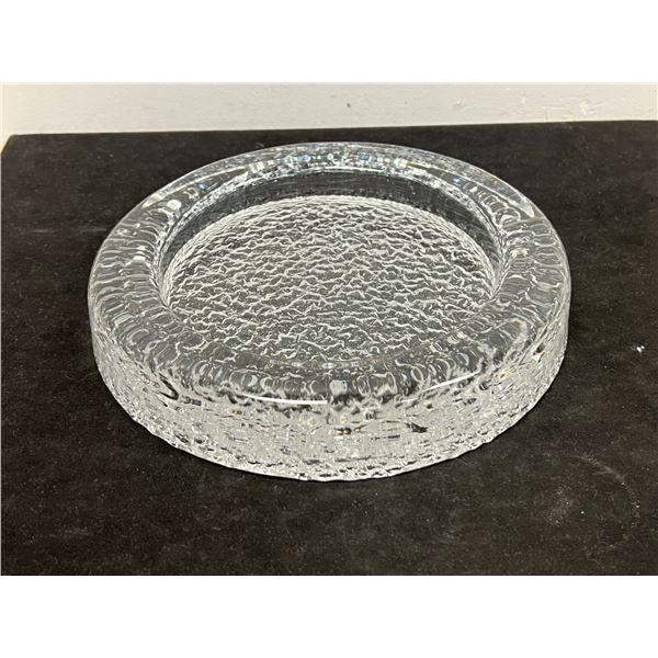 Mid Century Heavy Thick Textured Art Glass Dish / Catchall - Approx: 9.5"W & 1.5" thick