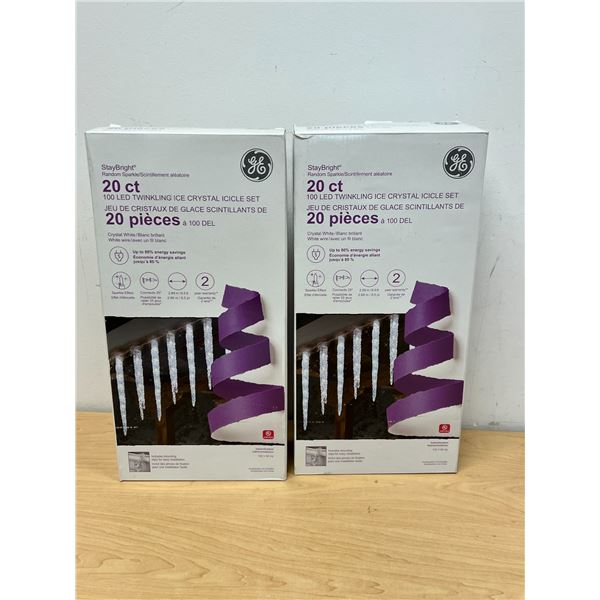 2 Packs LED Twinkling Ice Crystal Icicle Light Sets - see all photos