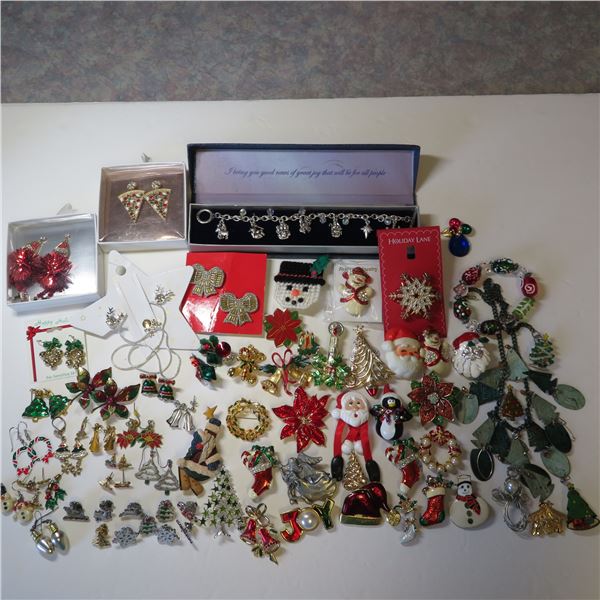 Vintage & Modern CHRISTMAS Jewelery lot - see description and photos