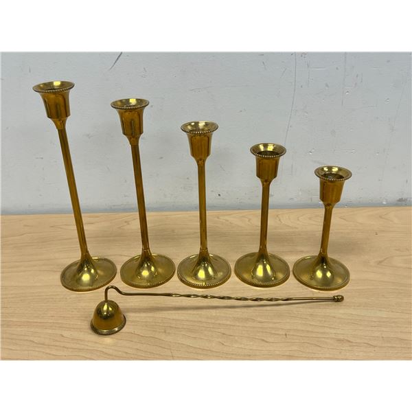 6 pc Brass Candle Holder set - tallest approx: 9"