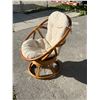 Image 1 : Bamboo Wicker Pod Chair - Fabric shows use (see photos) 28"W 32"T 27"D 14" seat height