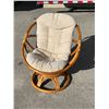 Image 2 : Bamboo Wicker Pod Chair - Fabric shows use (see photos) 28"W 32"T 27"D 14" seat height