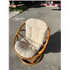 Image 3 : Bamboo Wicker Pod Chair - Fabric shows use (see photos) 28"W 32"T 27"D 14" seat height