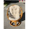 Image 1 : Bamboo Wicker Pod Chair - Fabric shows use (see photos) 28"W 32"T 27"D 14" seat height