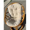 Image 3 : Bamboo Wicker Pod Chair - Fabric shows use (see photos) 28"W 32"T 27"D 14" seat height