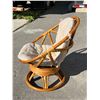 Image 4 : Bamboo Wicker Pod Chair - Fabric shows use (see photos) 28"W 32"T 27"D 14" seat height