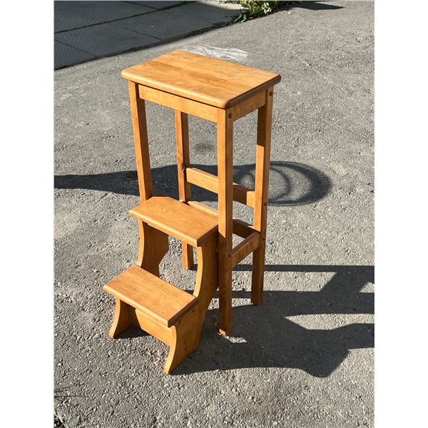Nice Wood Kitchen Stool with Fold out Stairs - Approx: 9x14" & 30"T