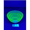 Image 1 : Nice Vintage Uranium Glass Bowl w/ Diamond Pattern. Approx. 2.75" H x 5.5" Diameter