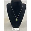 Image 1 : Silver Genuine Jade Pendant On Necklace