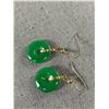 Image 2 : Antique Gold Plated Jade Earrings
