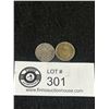 Image 2 : 2 English Silver 3 Pence Coins 1891+1938